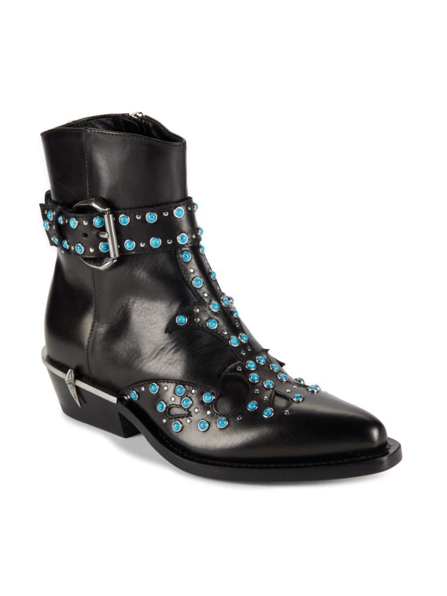 Ботильоны из кожи с отделкой Roberto Cavalli, черный — фото 2