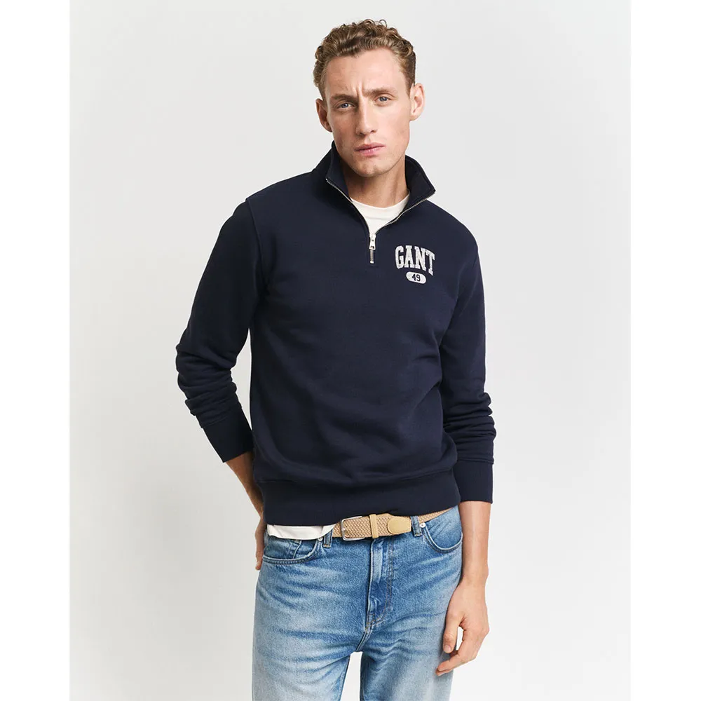 

Свитер Gant 49 Archive Graphic half zip, синий
