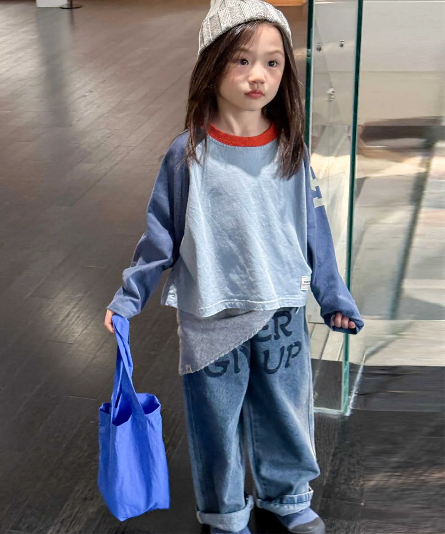 Двухцветная футболка-реглан с длинным рукавом Aimoha Kids, blue — фото 4