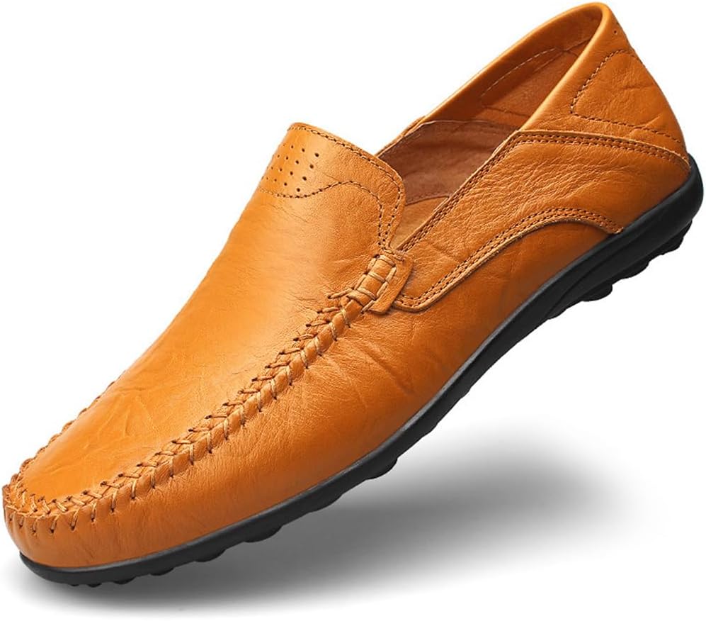 

Мужские кожаные лоферы - итальянские слипоны для моря Swzec, коричневый