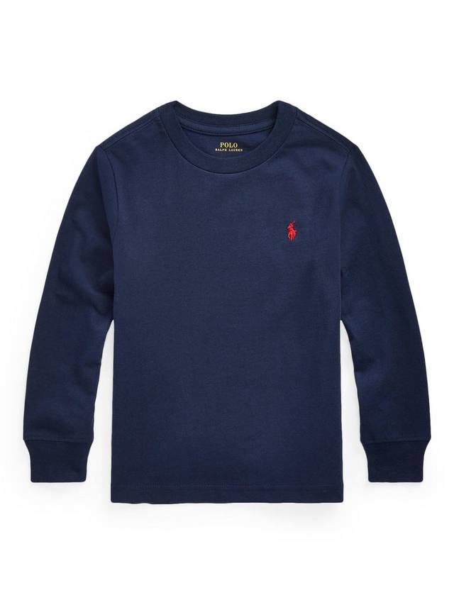 Детская поло из хлопка с длинными рукавами Ralph Lauren, Cruise Navy — фото 3