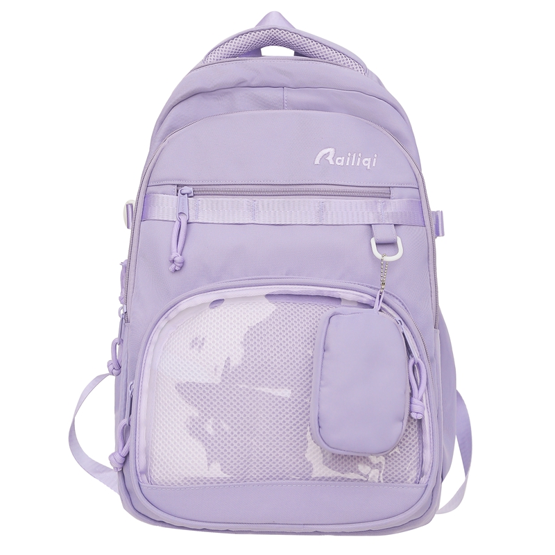 

Shouldcat Нейлоновый рюкзак с ПВХ спинкой женский черно-бело-фиолетово-зелено-голубой, Purple