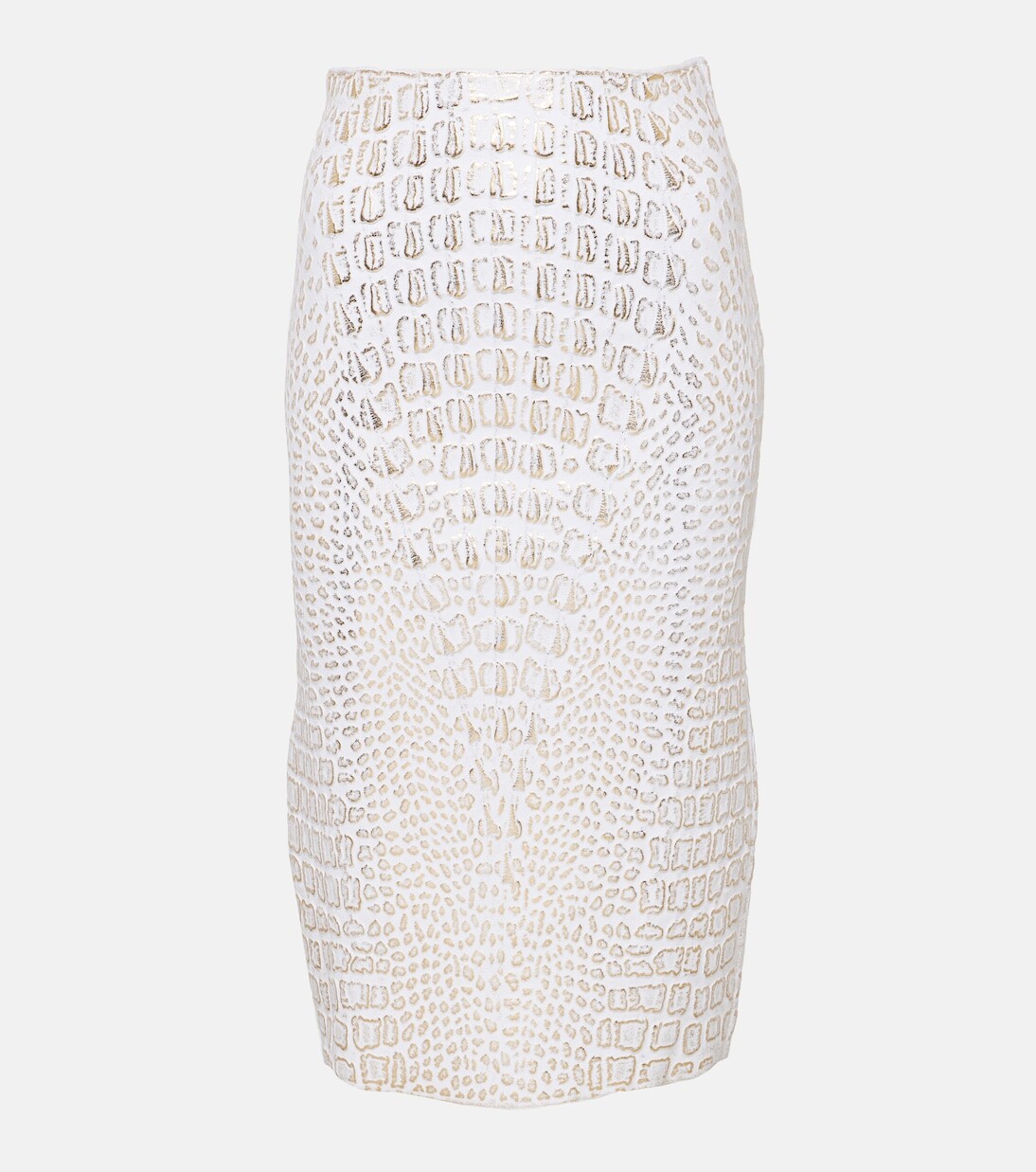 

Юбка-карандаш со змеиным принтом и высокой посадкой Alaïa, белый
