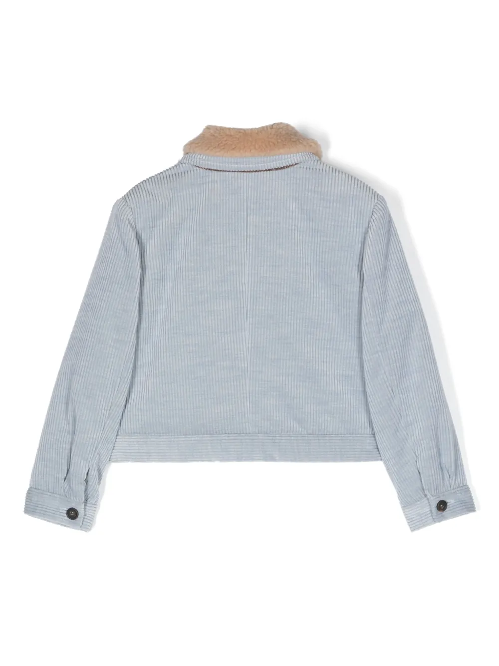 Вельветовая куртка-рубашка на пуговицах Brunello Cucinelli Kids, синий — фото 2