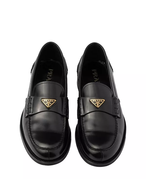 Мужские лоферы из матовой кожи Prada, черный — фото 3