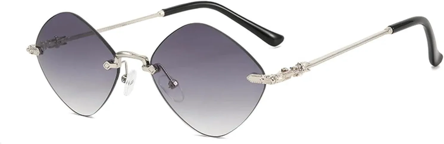 

Солнцезащитные очки с ромбовидной оправой, градиентной скошенной кромкой и безрамочным дизайном. Модные и стильные, с защитой от УФ-излучения UV400 generic, Grey