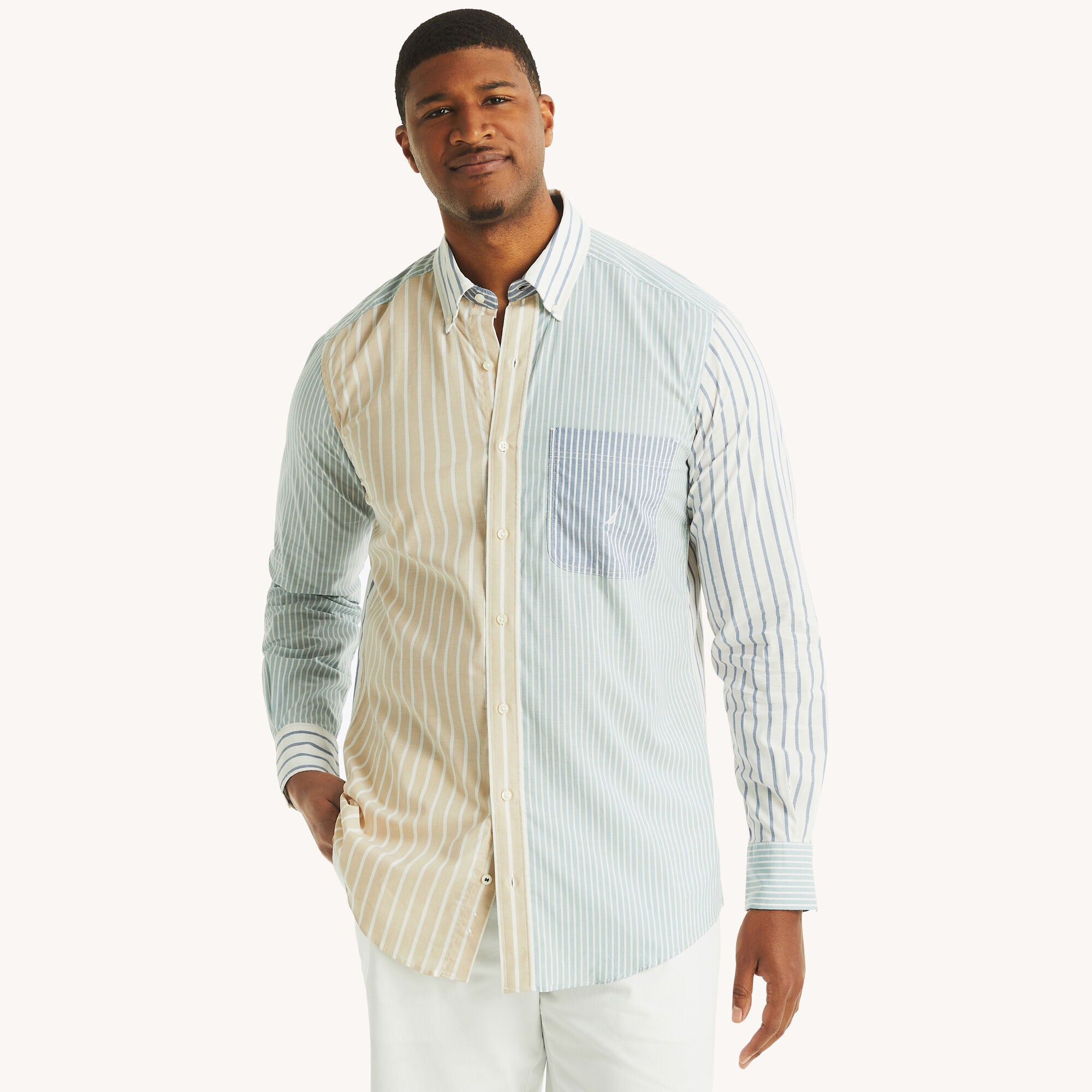 

Nautica Мужская полосатая рубашка для больших и высоких, цвет bright white
