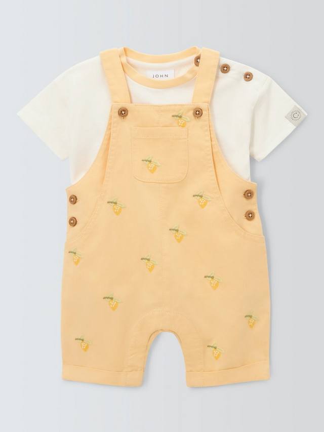 

Комплект из короткого комбинезона и футболки baby lemons John Lewis, желтый