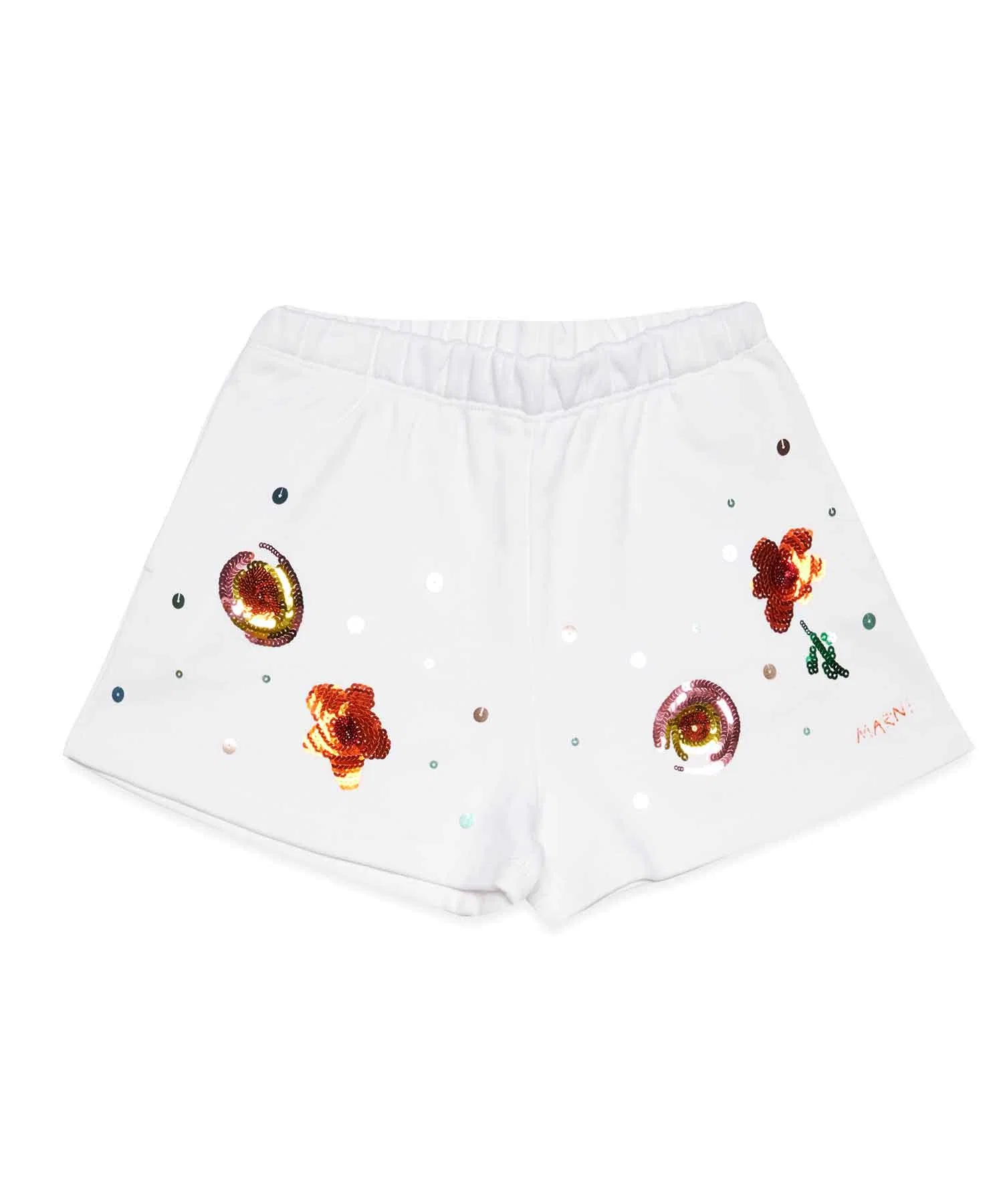 Детские шорты с цветочным логотипом MARNI белые