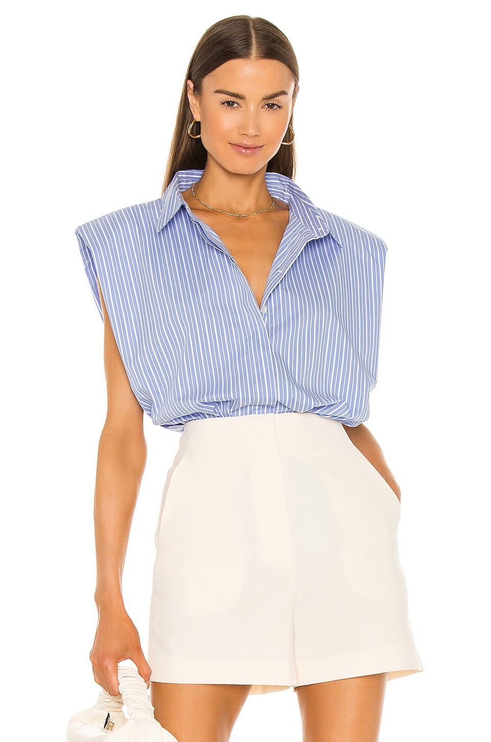 

Рубашка Bardot Stripe Shoulder Pad, цвет Blue Stripe