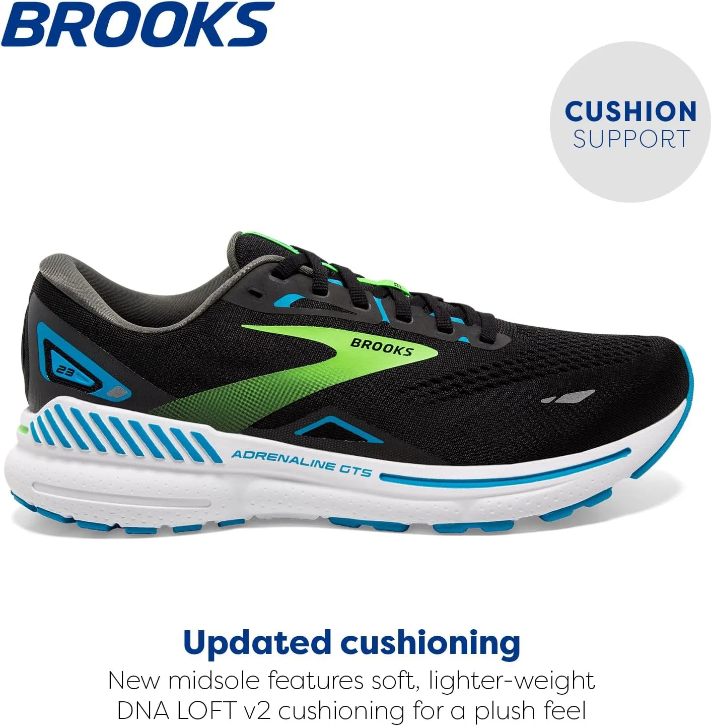 Мужские кроссовки Brooks Adrenaline GTs 23, черный/зеленый — фото 3