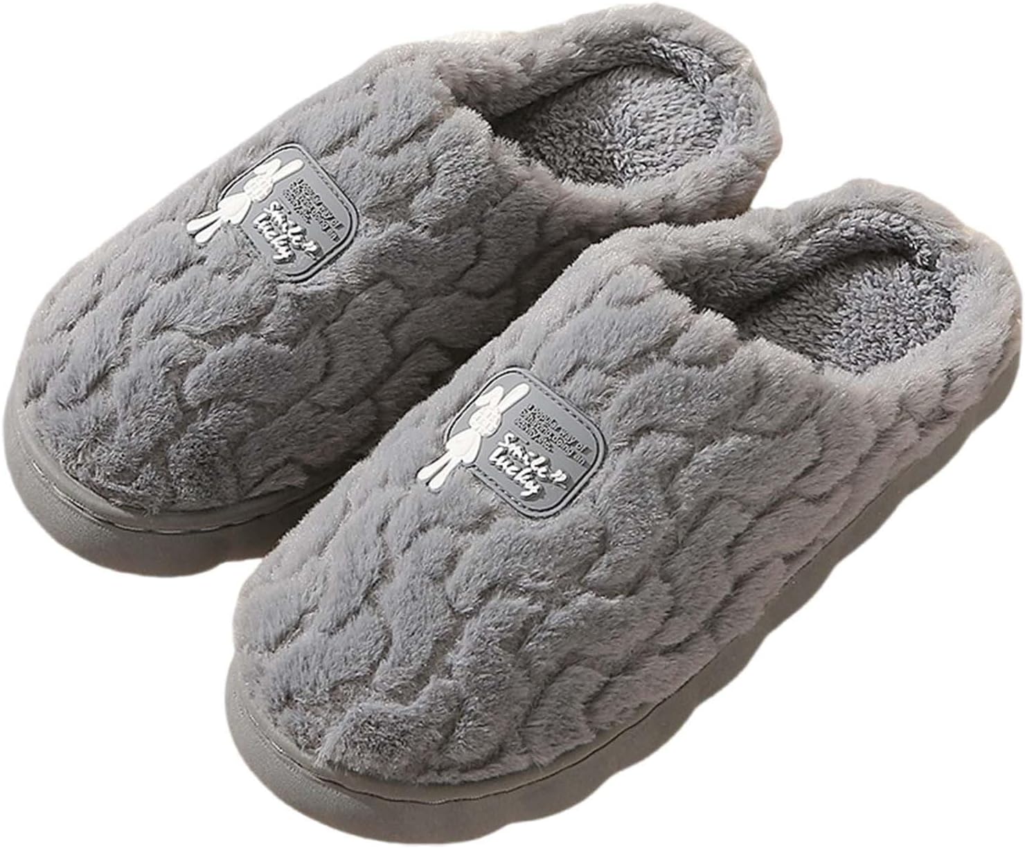 

Женские облегченные повседневные тапочки с прорезями, резиновая подошва, утолщенные, с теплой флисовой подкладкой, мягкие и удобные, тапочки-шлепанцы Generic, серый