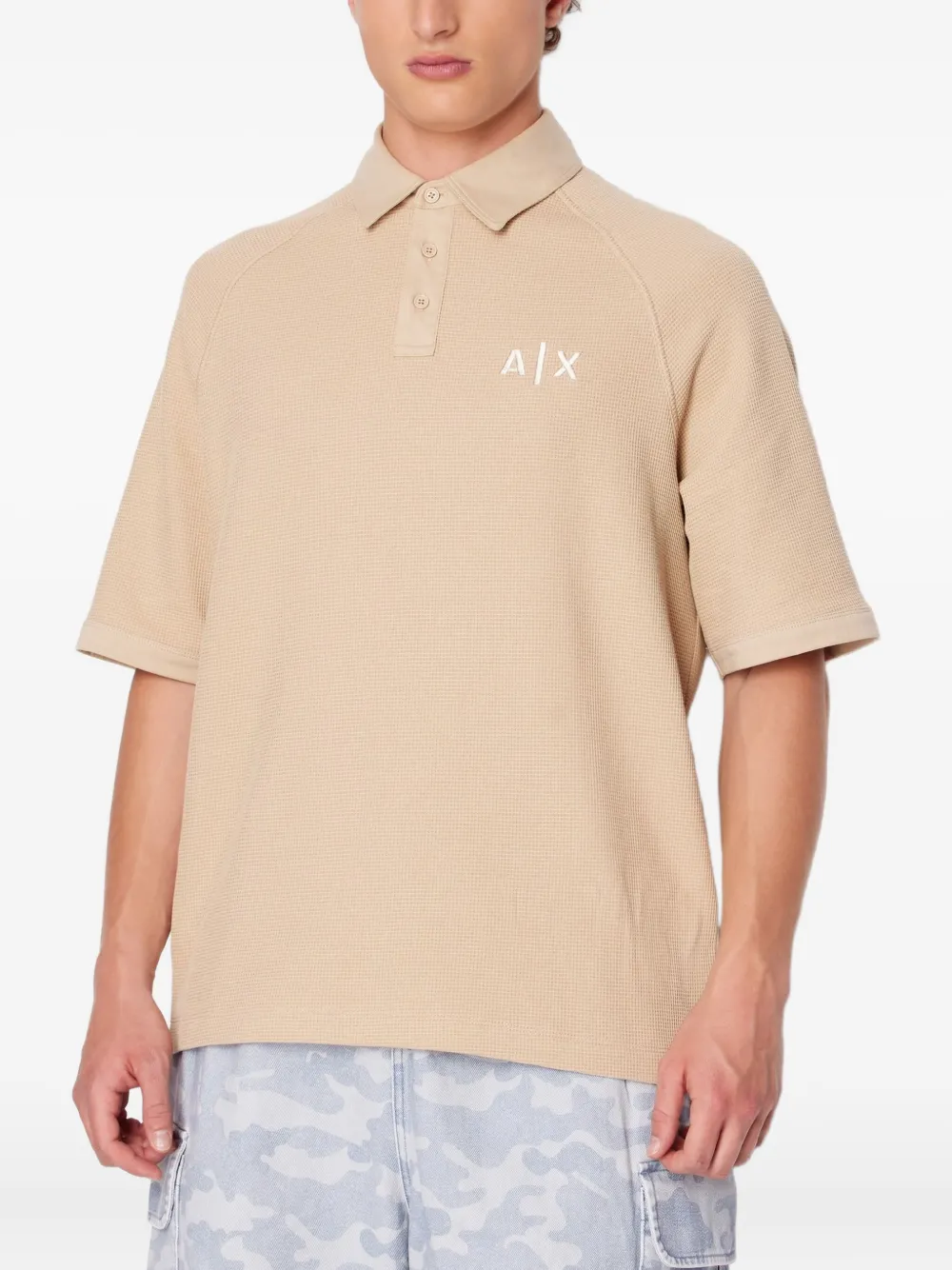 

Рубашка-поло из вафельной вязки Armani Exchange, нейтральный