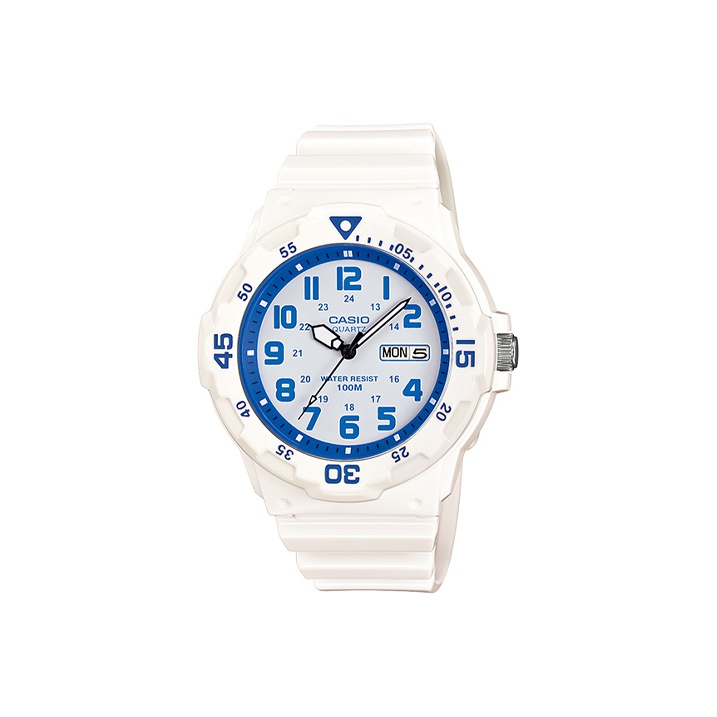 

CASIO Часы Analog MRW 200HC 7B2V, Blue Dial and White Band