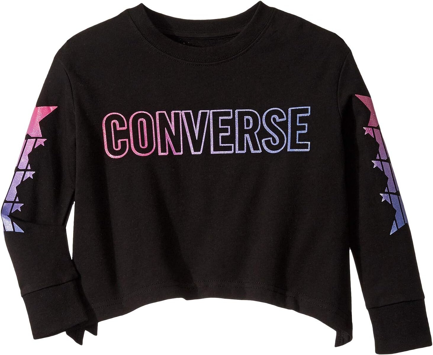 

Футболка Converse Long Sleeve French Terry Shark Bite Hem T-Shirt, черный