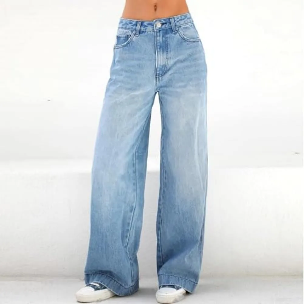 Женские джинсы sweatpant jean с высокой талией, широкие и прямые — фото 2