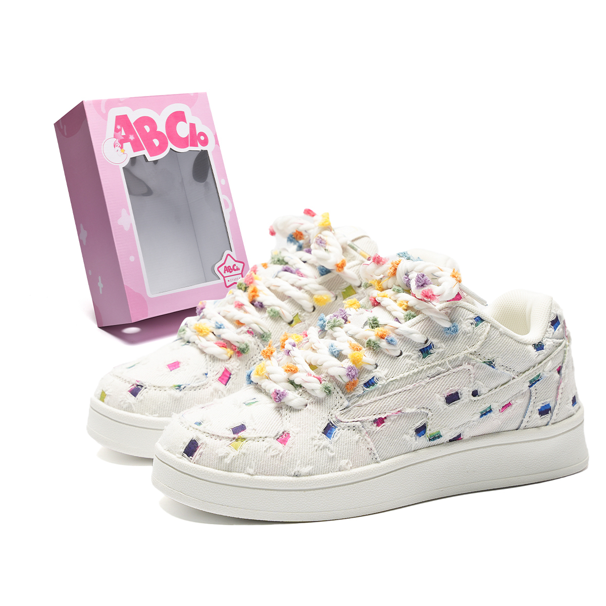 

ABCIO Скользоустойчивые износостойкие низкие скейтерские кроссовки унисекс в коробке белые, цвет White