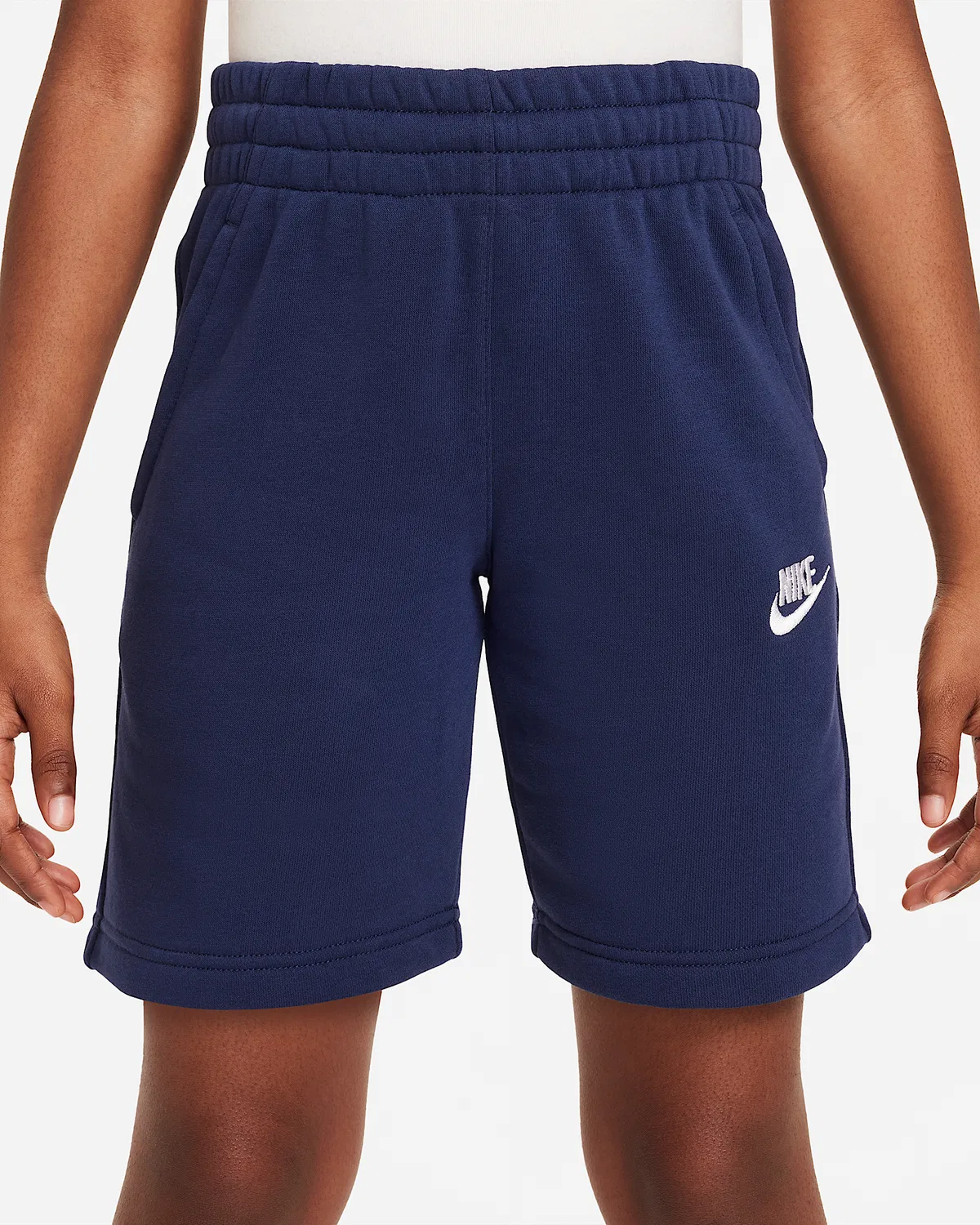 Детские шорты Nike Sportswear Club Fleece из французского флиса, Midnight Navy/White — фото 3