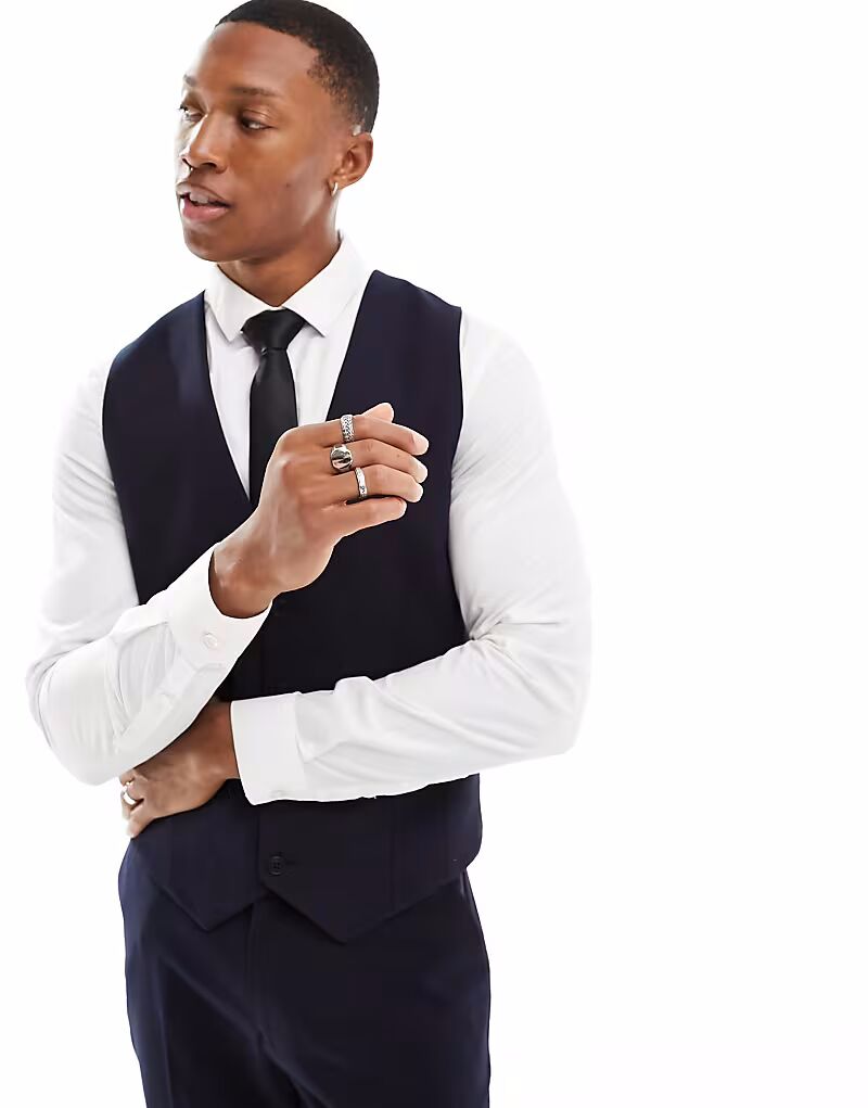 

Жилет-скинни ASOS DESIGN темно-синего цвета