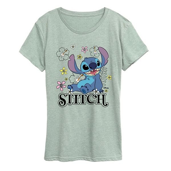 

Женская футболка Lilo & Stitch с цветочным принтом Stitch Disney, Heather Sea Foam