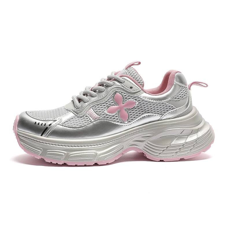

Кроссовки женские толстые низкие Roubini, цвет Silver Pink