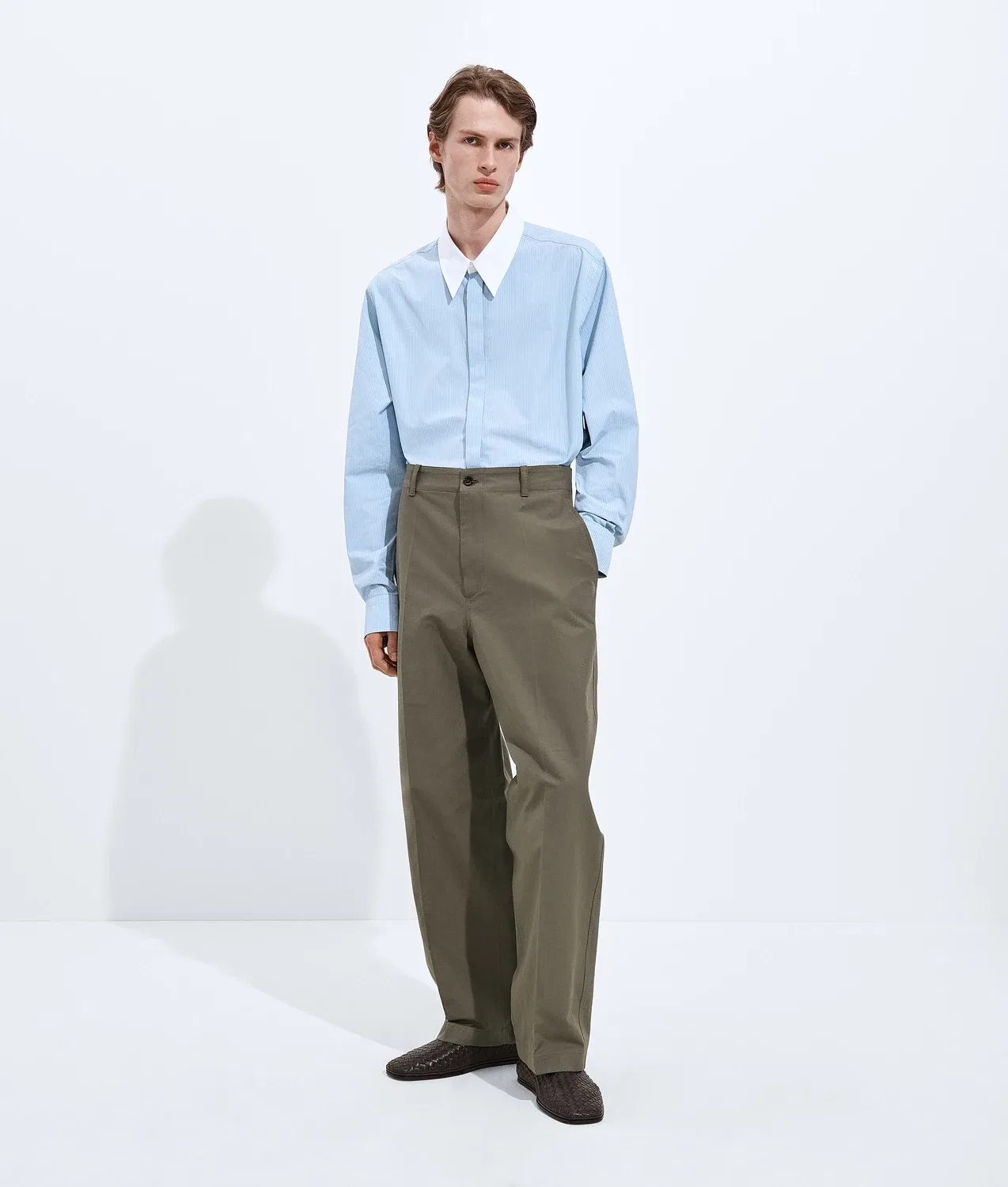 Брюки из компактного хлопка BOTTEGA VENETA, хаки