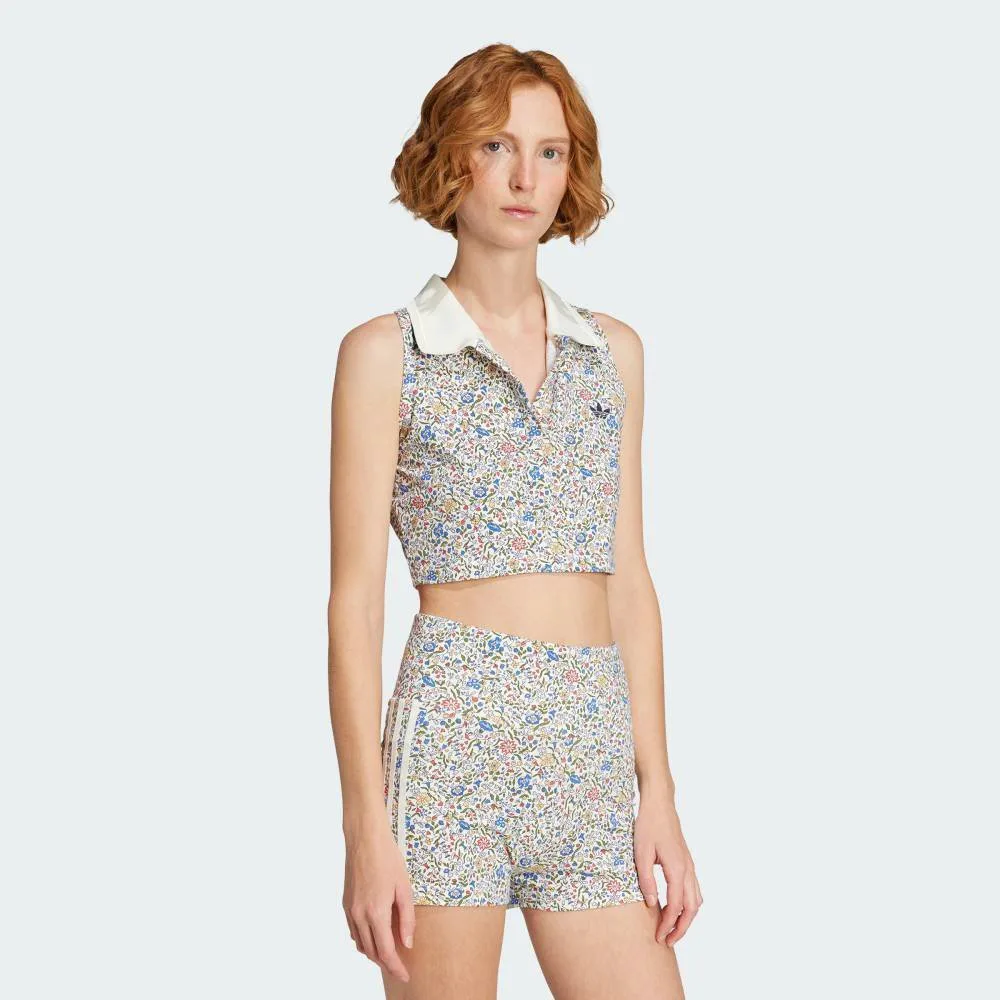 Originals x Liberty London Укороченная футболка-поло без рукавов Adidas, white