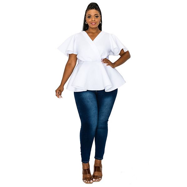 

Топ Siobhan с баской из неопрена Plus size L I V D, White