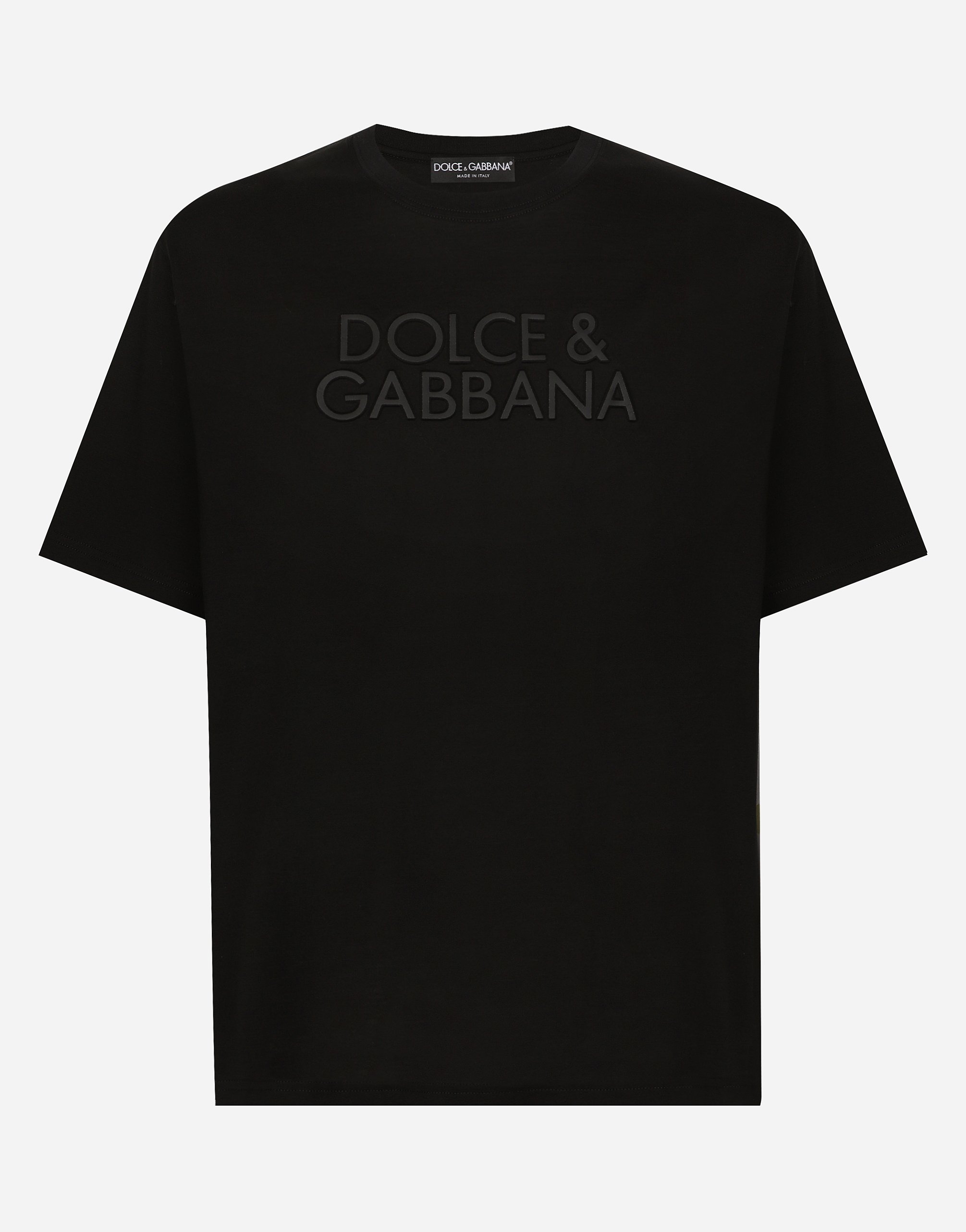 

Хлопковая футболка с вышивкой логотипа Dolce & Gabbana, черный