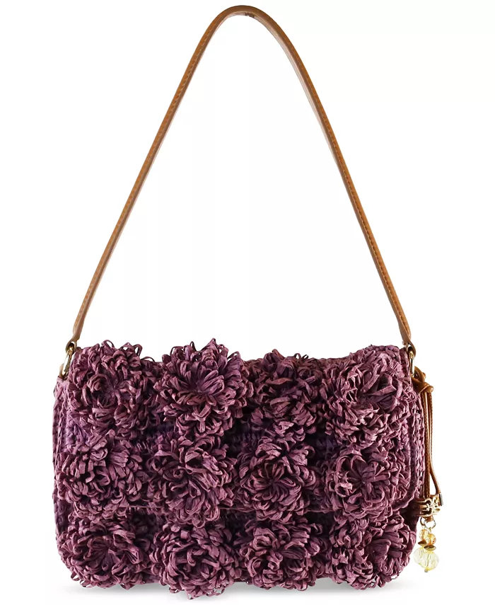

Филиппа Маленькая плетеная сумка через плечо с клапаном Phoebe Small Raffia Shoulder Flap Shoulder Bag Sam Edelman, фиолетовый