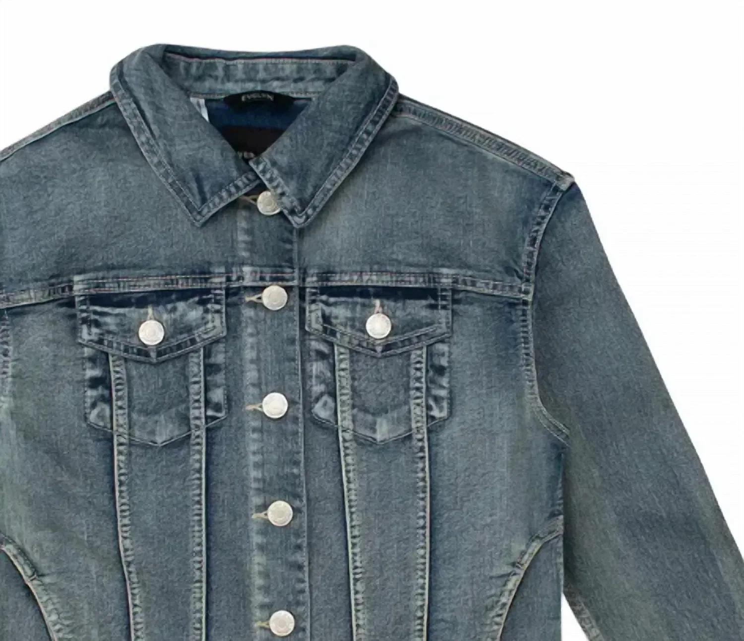 Silver Jeans Co Детская джинсовая куртка в стиле "бойфренд" синего цвета — фото 2