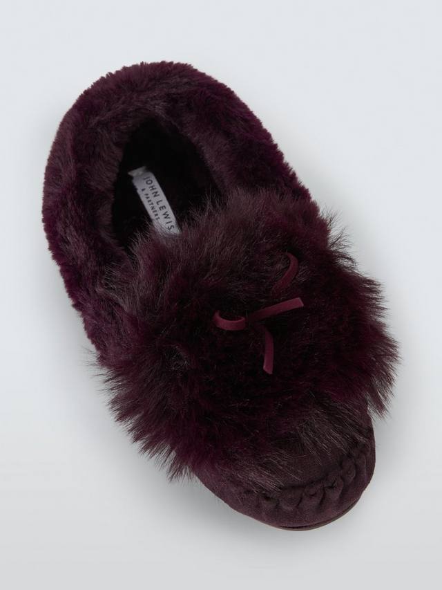 Мокасины-тапочки из искусственного меха John Lewis, Plum — фото 4