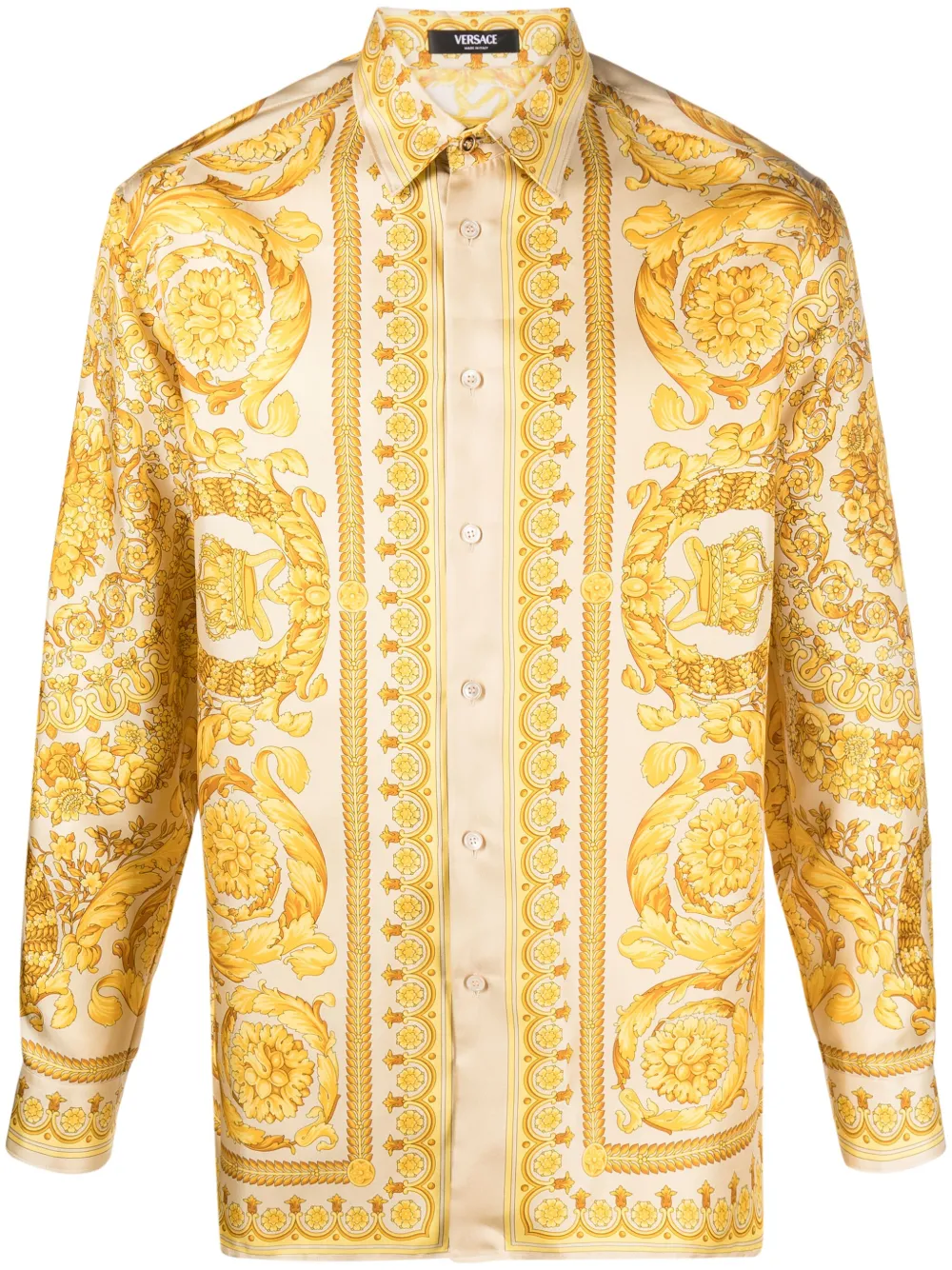 

Шелковая рубашка с принтом Barocco VERSACE, нейтральный