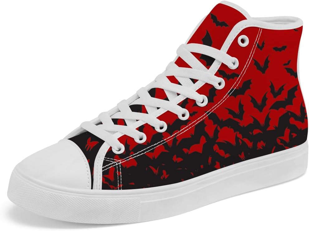 

Высокие кеды из канвы для женщин и мужчин Бэт высокие кроссовки на шнуровке повседневные Chebing, красный