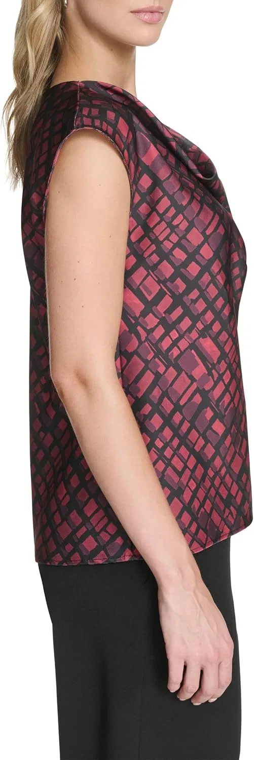 Блуза с драпировкой, женская, Calvin Klein, cranberry multi — фото 4