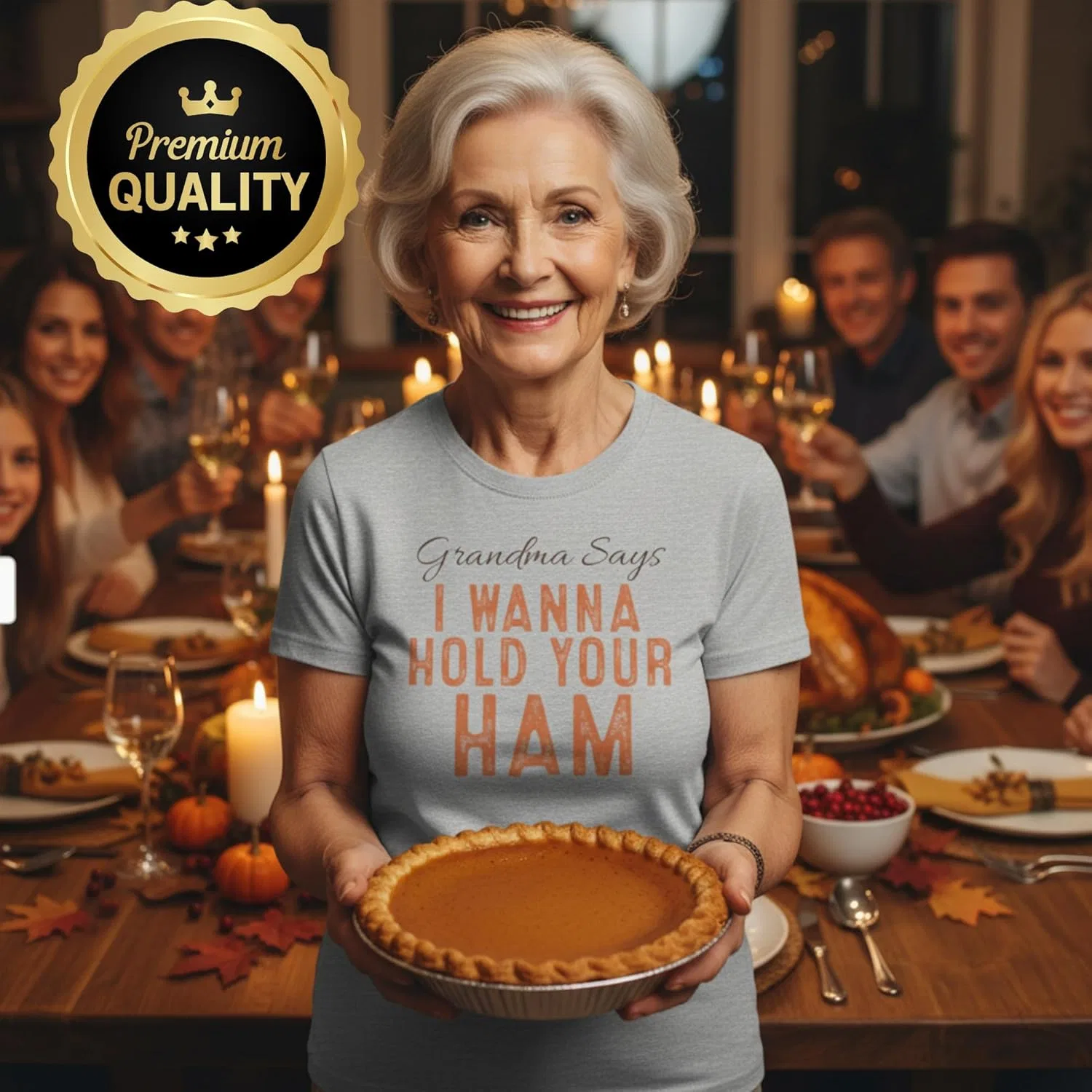 Футболка "Grandma Says Leftovers are for Quitters" - смешная семейная футболка на День благодарения, юмористический подарок для бабушек и дедушек, осенняя праздничная одежда GENERIC, Heather Clay — фото 4