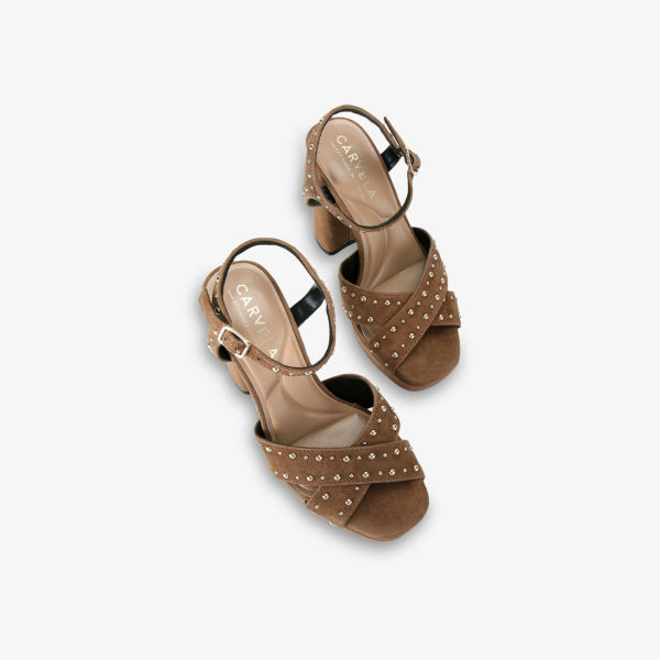 Сандалии на платформе Carvela Cinzia с каблуком из замши, коричневый — фото 2