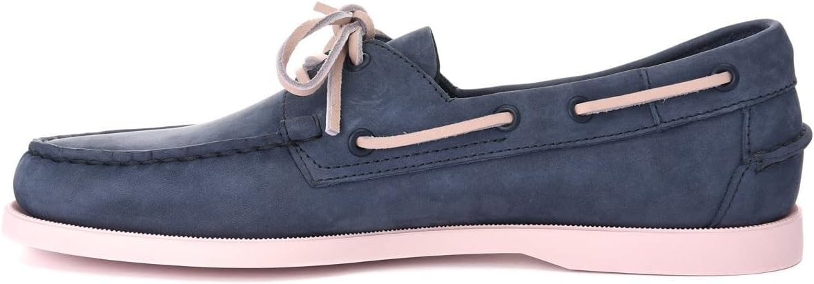 Мокасины Sebago Portland Nubuck - ручная работа, с кожаной подкладкой, с резиновой подошвой с протектором, не оставляющей следов и не скользящей, синий/розовый/темно-синий — фото 2