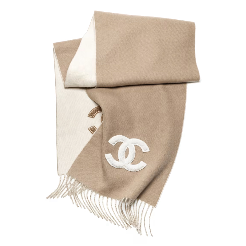 

Шарф вязаный женский бежевый/слоновая кость CHANEL