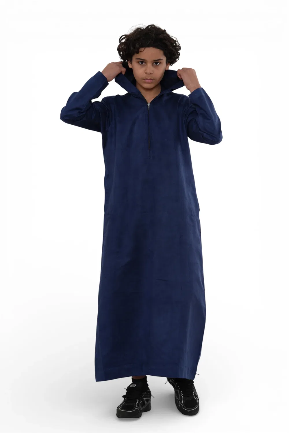 Arabic Thobes Детская толстовка с капюшоном для мальчиков, темно-синяя марокканская джубба, рамадан, будка для Рамадана - K-HM12 — фото 4