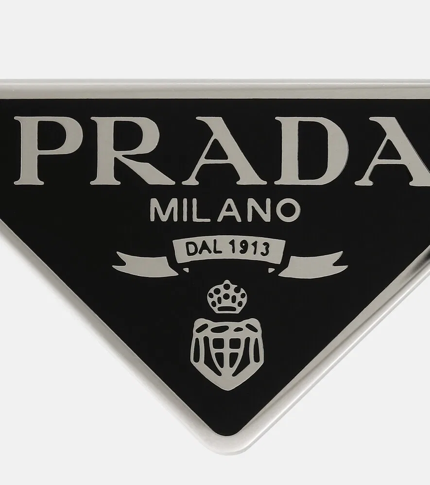 Набор из 2 заколок для волос с логотипом Prada, черный — фото 4