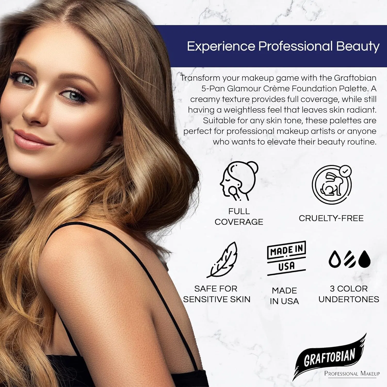 Крем для лица Graftobian — Основа HD Glamour Palette Cool # , 5 цветов, мультиколор, 0.04 г — фото 2
