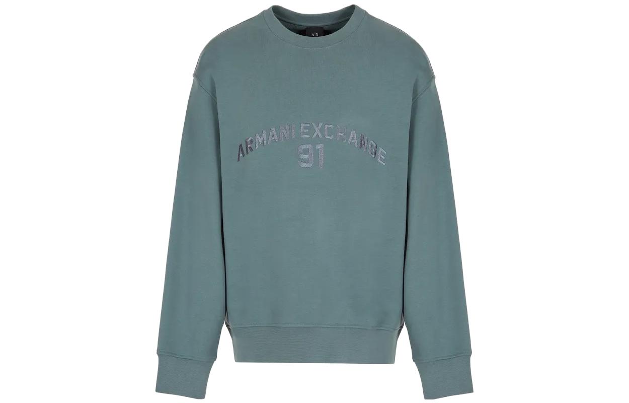 

Хлопковая толстовка с вышитым логотипом ARMANI EXCHANGE, зеленый