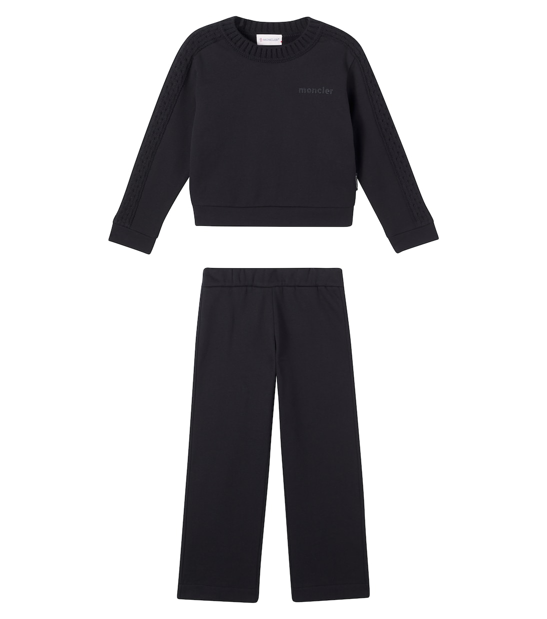 

Комплект из хлопковой толстовки и спортивных штанов Moncler Enfant, черный