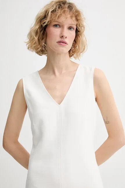 Платье мини из вискозы Calvin Klein, бежевый — фото 4