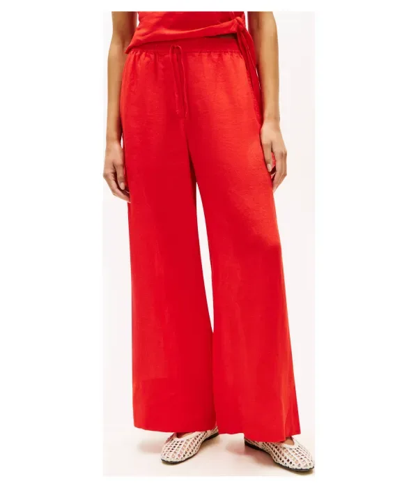 Льняные брюки relaxed fit Tommy Hilfiger, красный