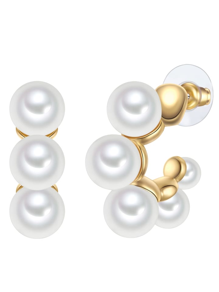 

Yokoamii Серьги из металлического сплава с (синтетической) жемчужиной в оправе из желтого золота