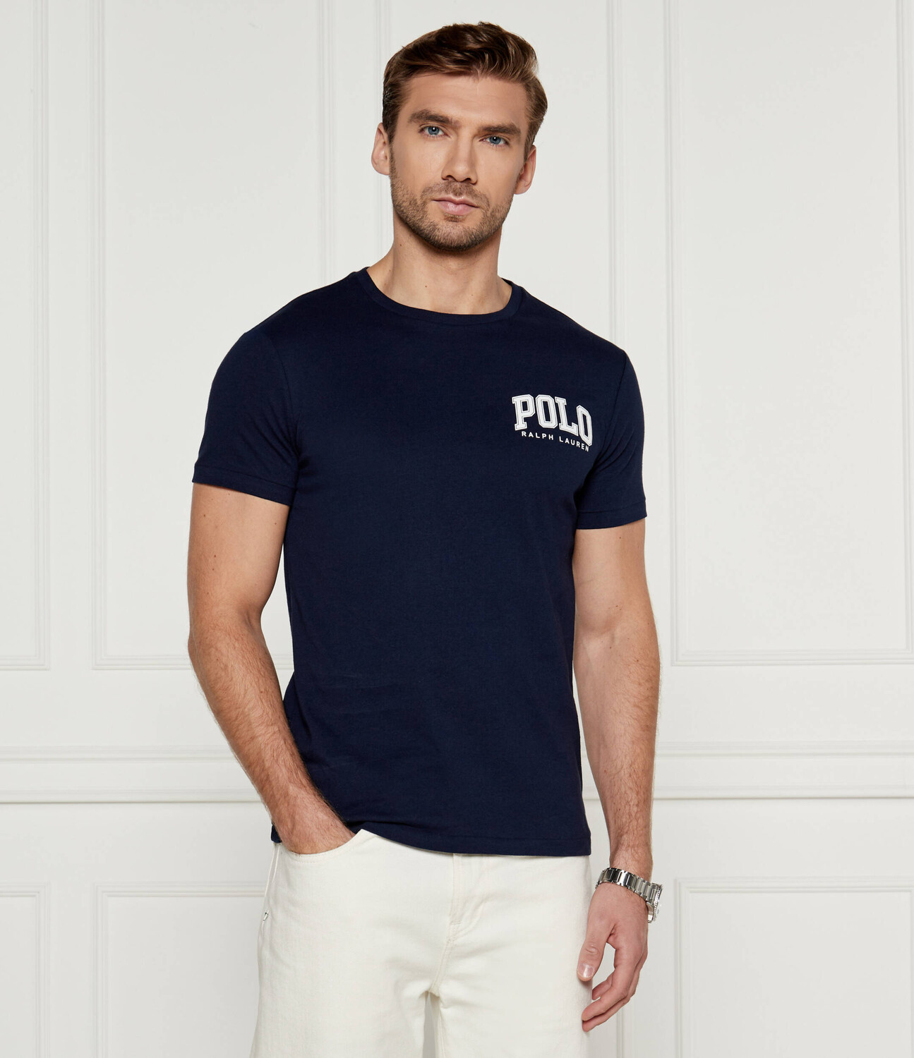 Футболка POLO RALPH LAUREN Custom slim fit, темно-синий — фото 3