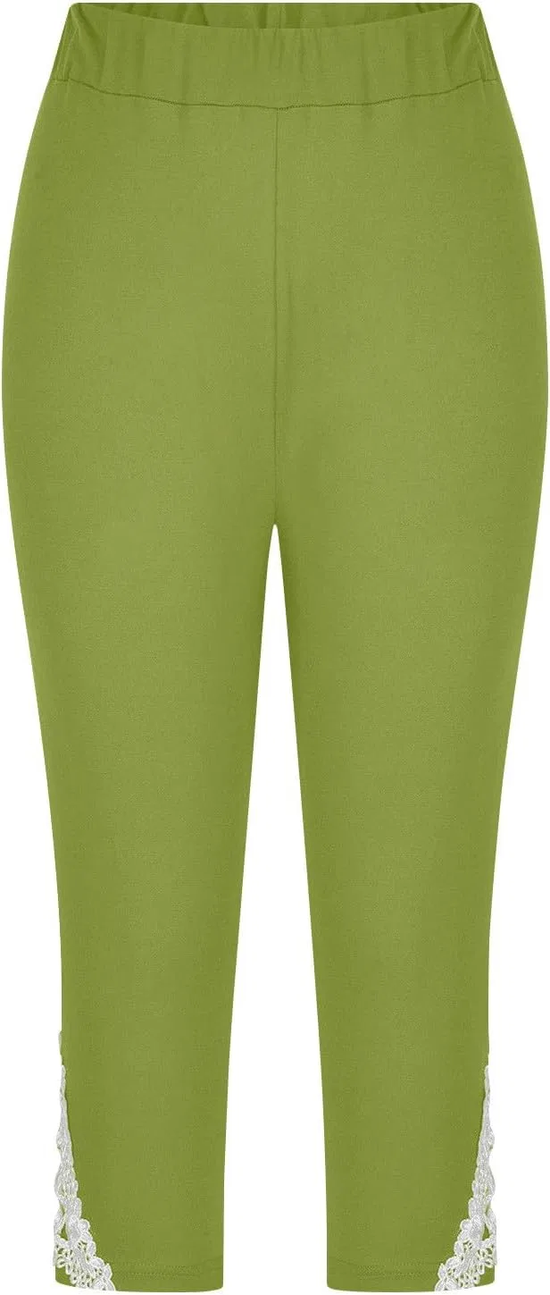 Леггинсы капри для девочек с кружевной отделкой, Mint Green — фото 4