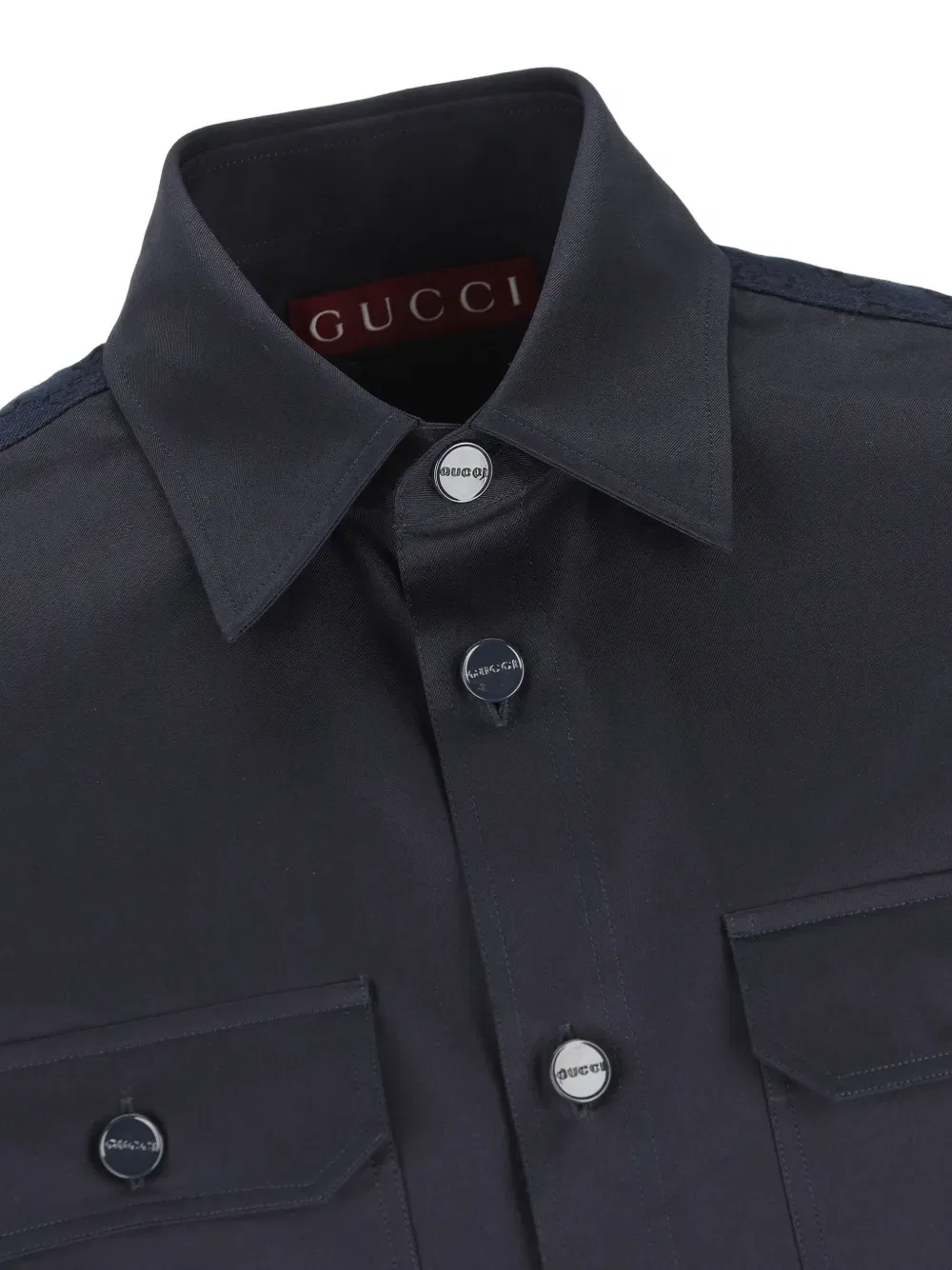Рубашка Gucci с длинными рукавами, мотив GG, синий — фото 3
